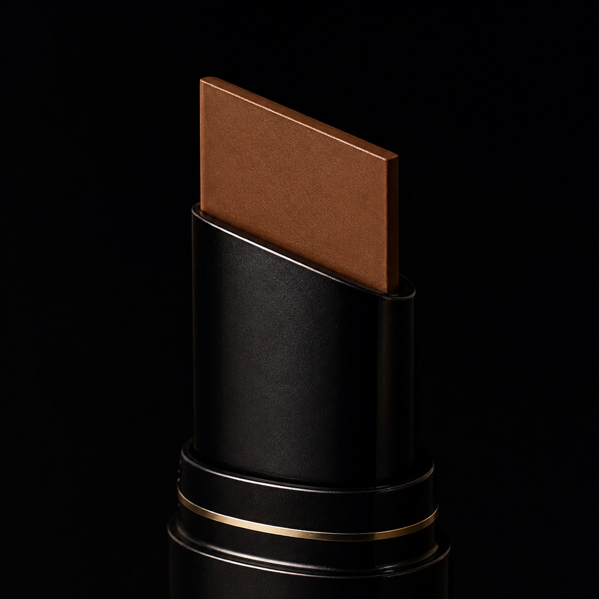 Concealer Stick — the working end at magnification — under a single warm gold light on black.