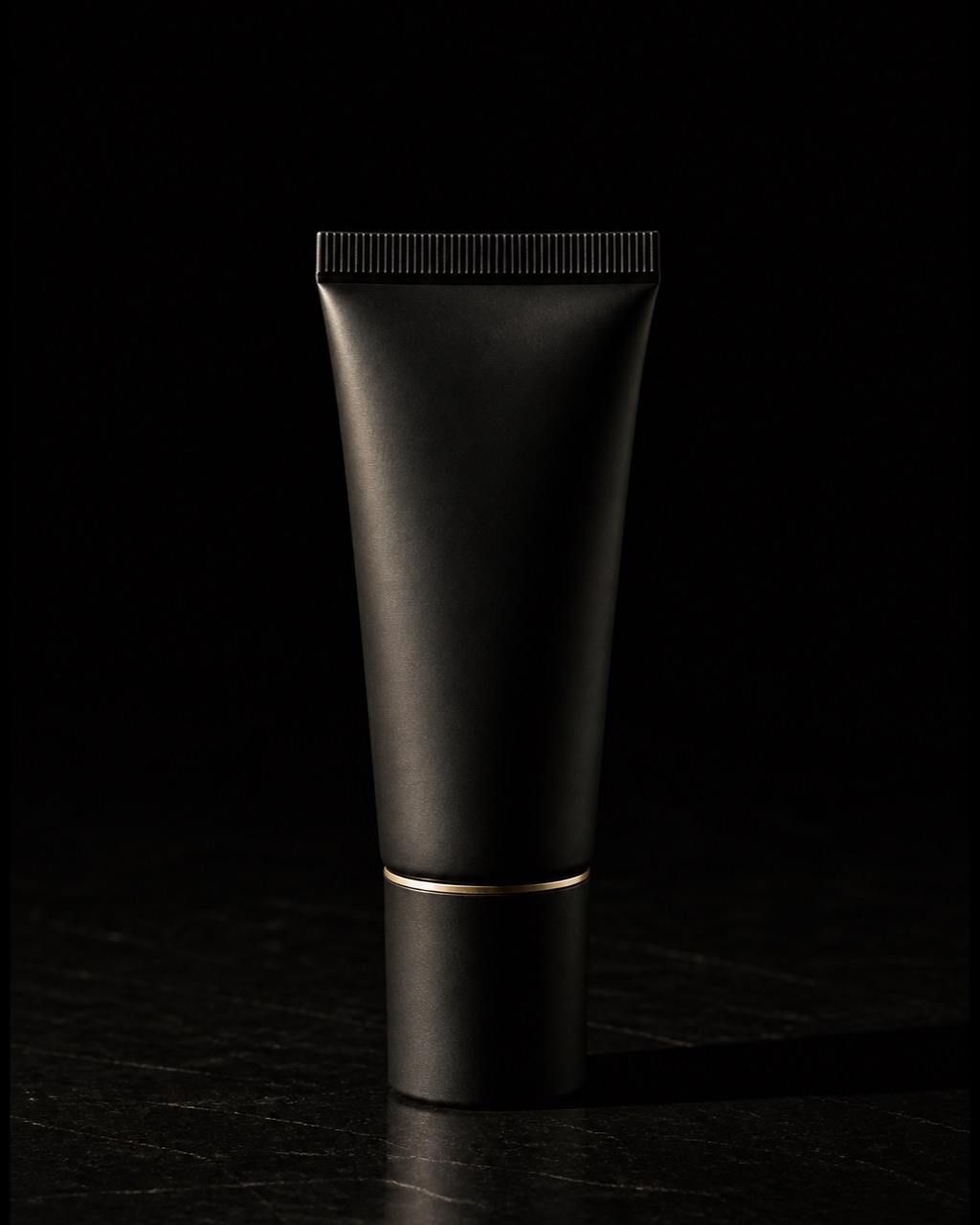 Bronzing Moisturizer — buildable complexion glow — standing alone against near-black under a single warm gold light.