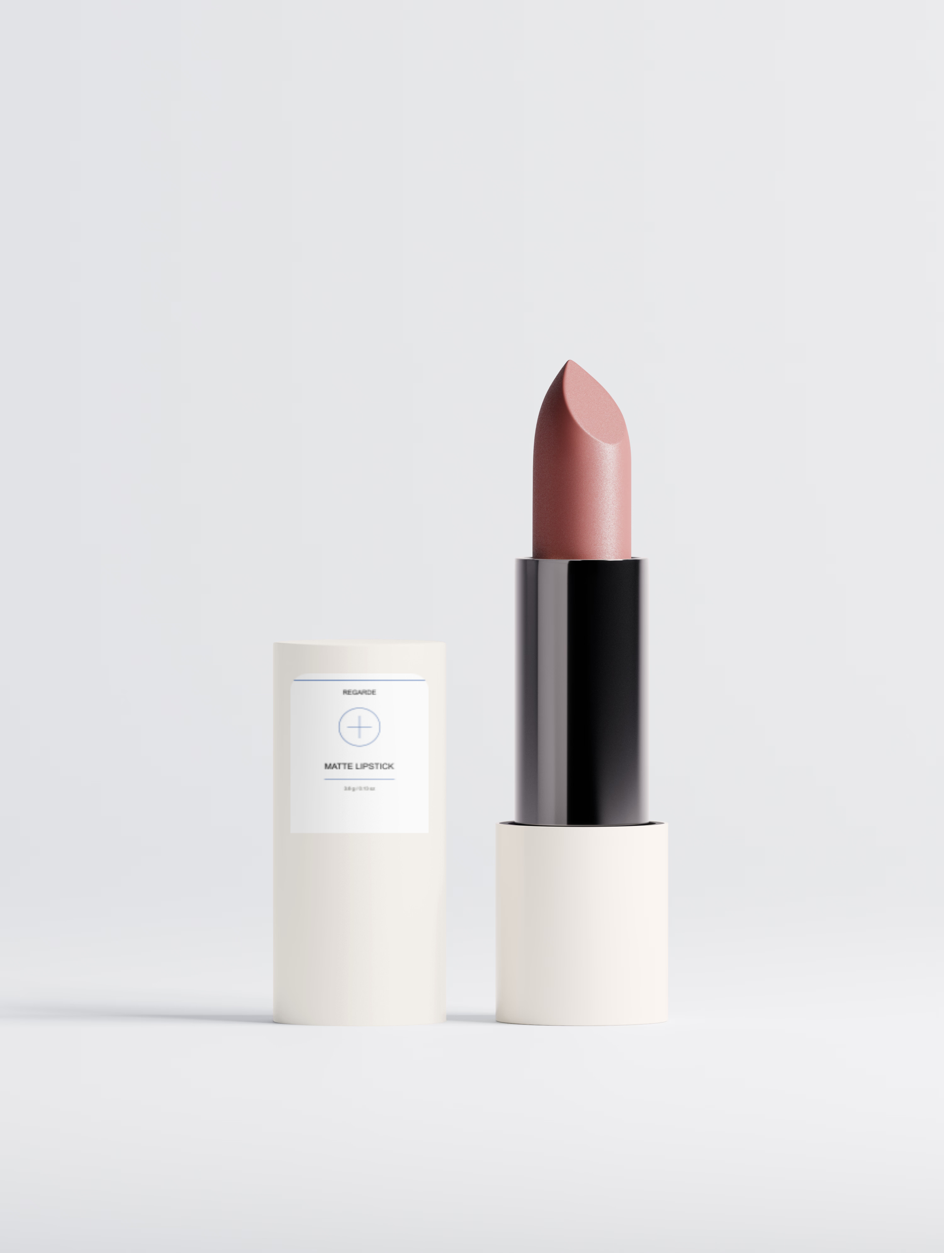 Matte Lipstick. The lipstick and its carton, front on.