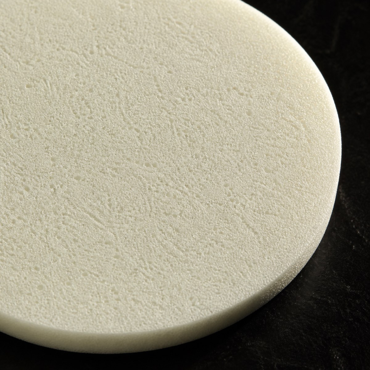 PVA Facial Sponge — the working end at magnification — under a single warm gold light on black.