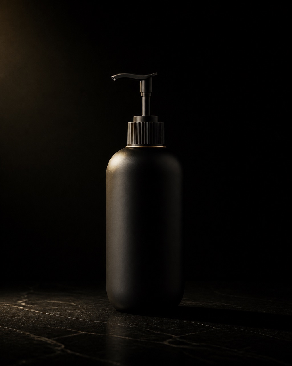 Makeup Remover Lotion — remover lotion — standing alone against near-black under a single warm gold light.