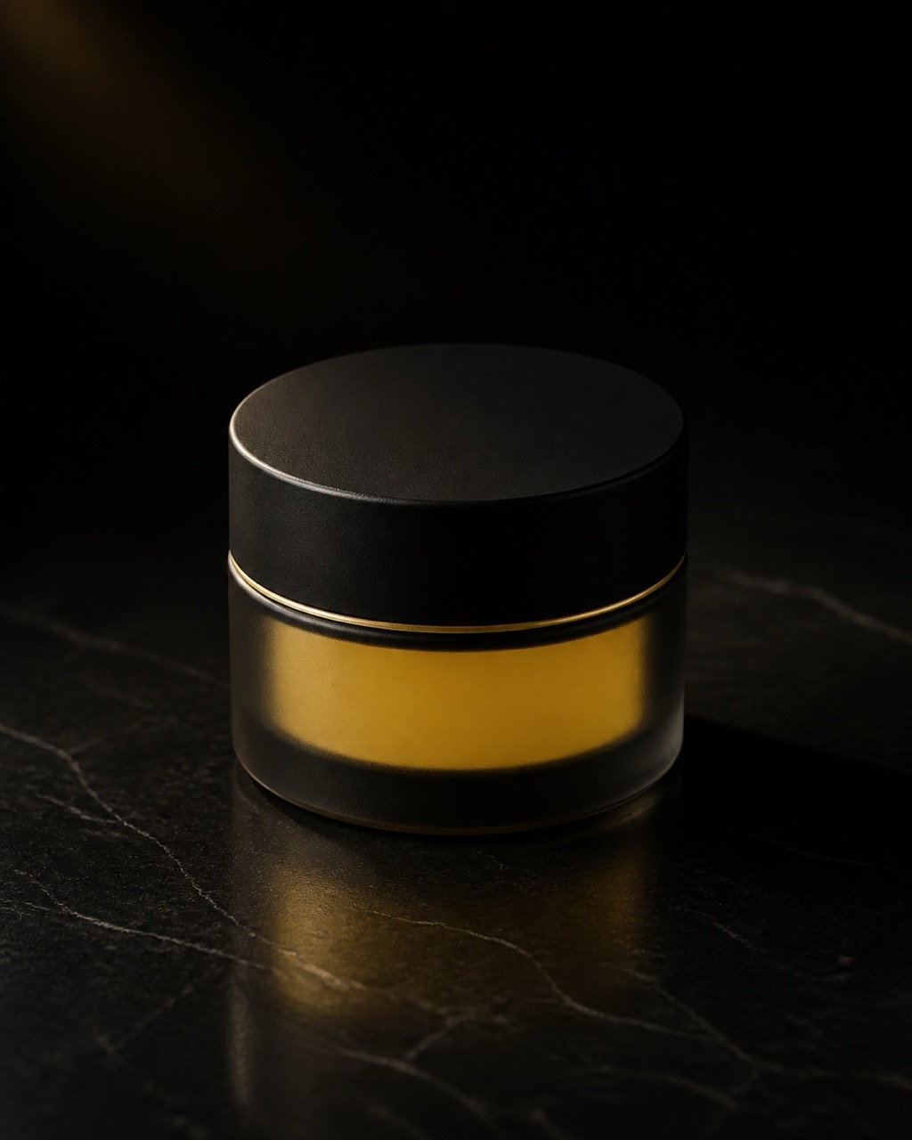 Lip Conditioner — overnight lip mask — standing alone against near-black under a single warm gold light.