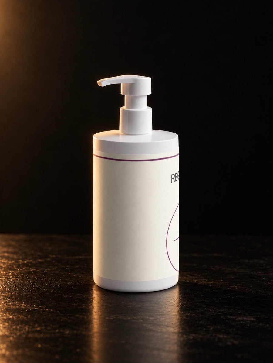 Keratin Volume Conditioner. The pump bottle, front on.