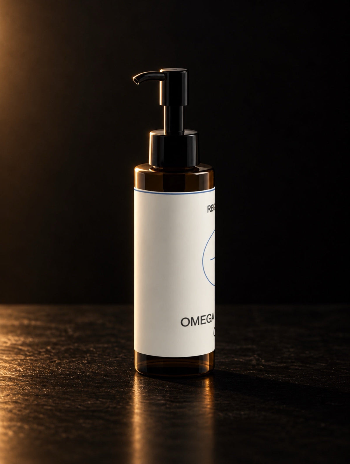 Omega 6-9 Body Oil. The pump bottle, front on.