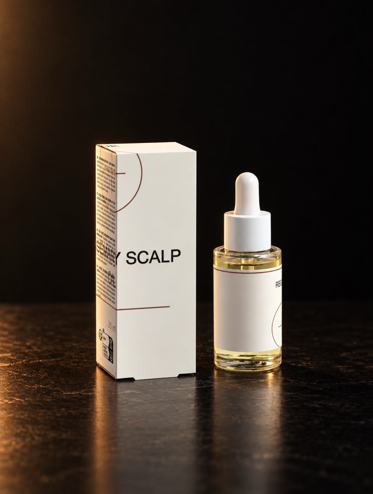 Rosemary Scalp Oil. The bottle and carton, front on.